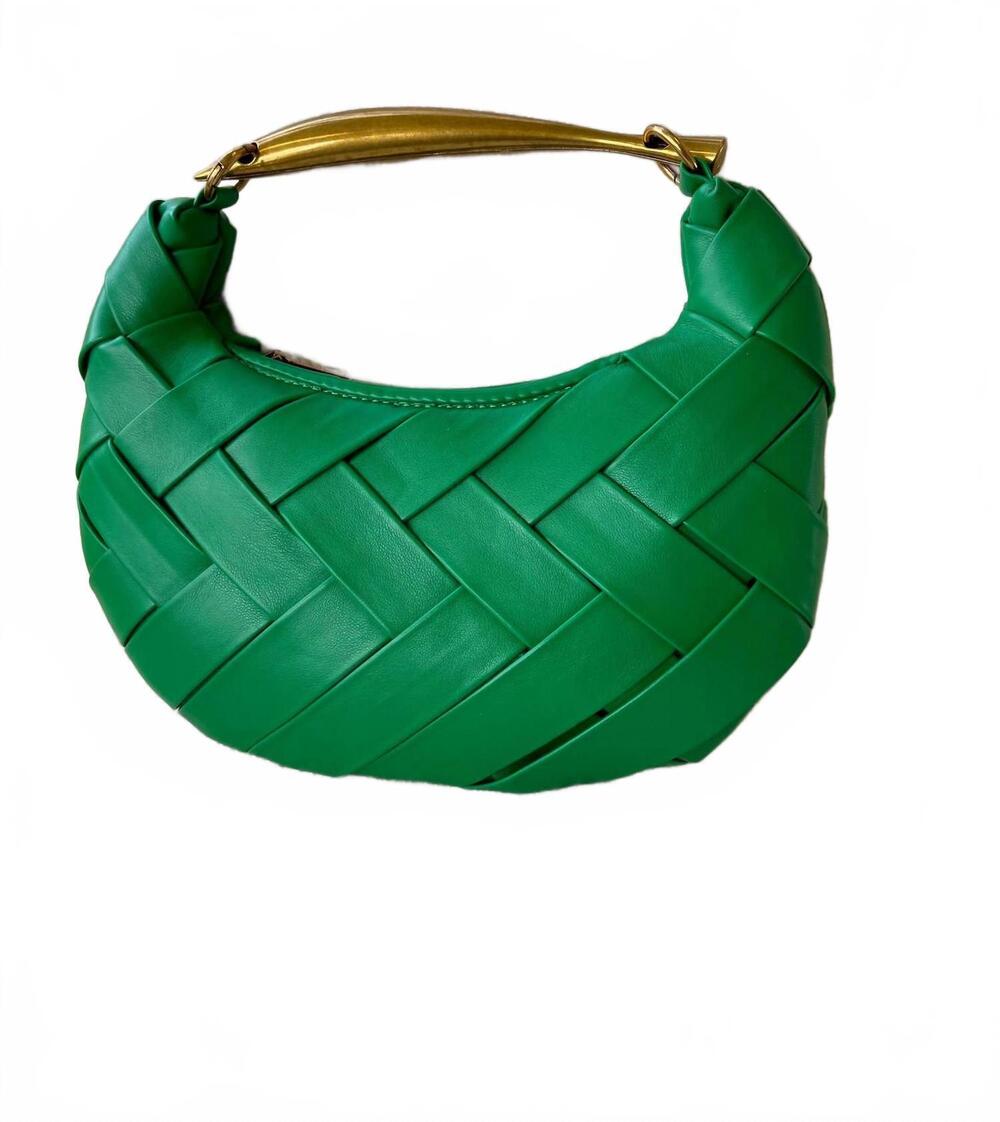 NEW URBAN EXPRESSIONS women's kelsey faux leather woven handbag in kelly green